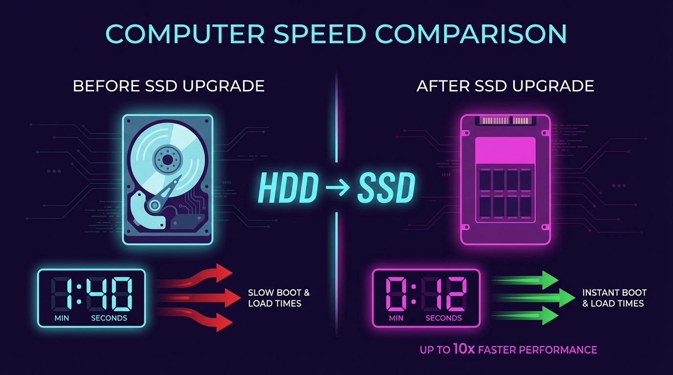 Сравнение скорости загрузки Windows на HDD и SSD