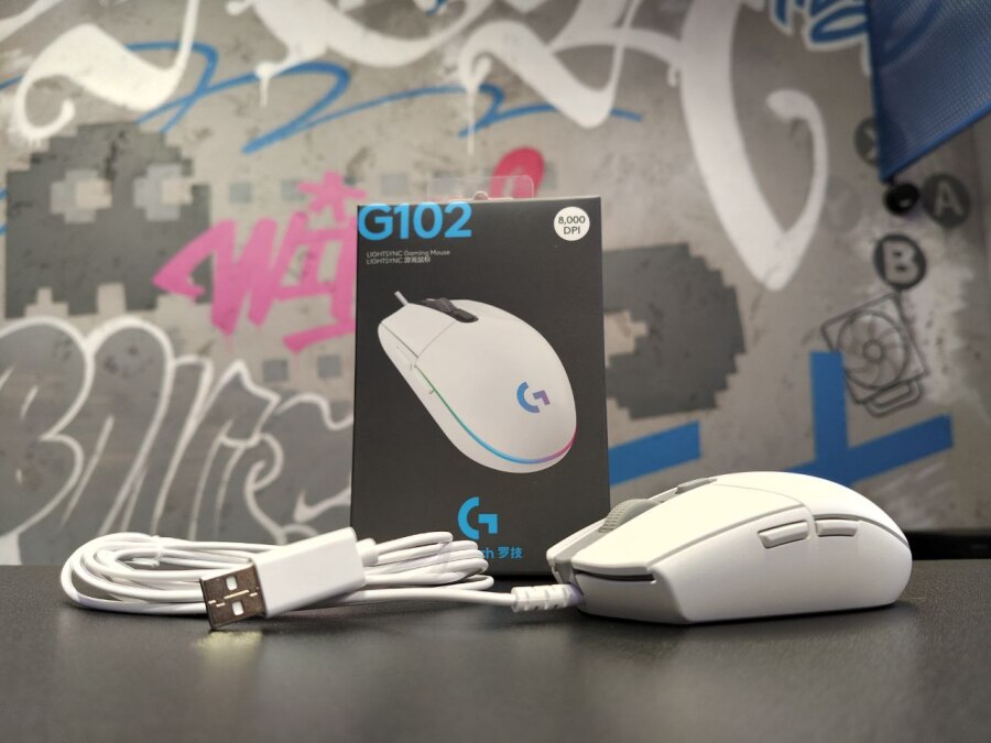 Игровая мышь Logitech G102 LIGHTSYNC, белая, 8000 DPI
