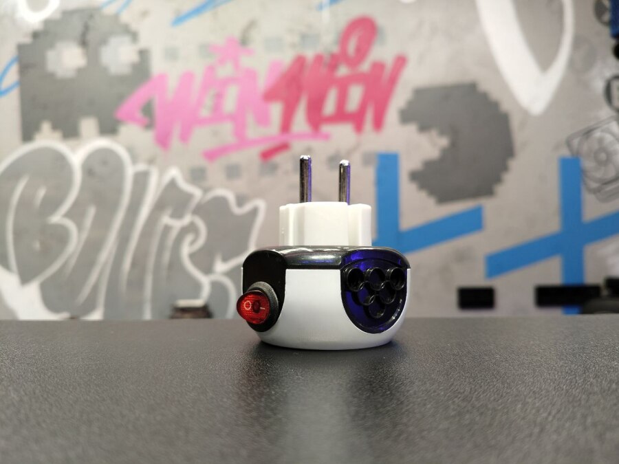 Переходник КИТАЙ-ЕВРО 1902 с подсветкой, с переключателем, 16А