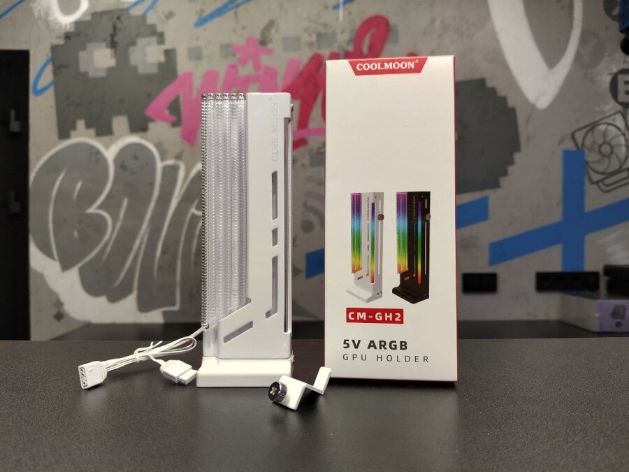 Держатель для видеокарты Coolmoon CM-GH2 ARGB White