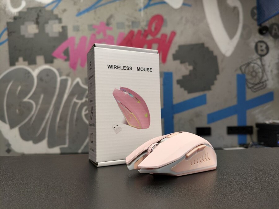 Беспроводная мышь Pink с RGB, 2400 DPI, 2.4 GHz