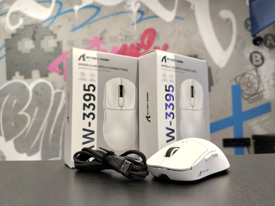 Мышь игровая Attack Shark X3 белая, PAW3395, беспроводная