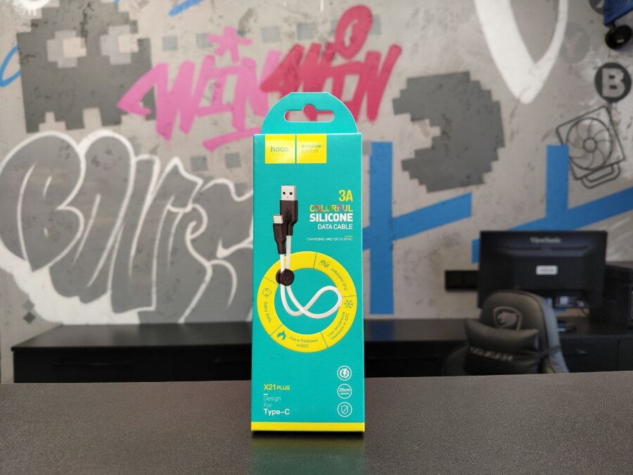 Кабель TYPE C HOCO X21 Silicone 3.0A 0.25М с защитой