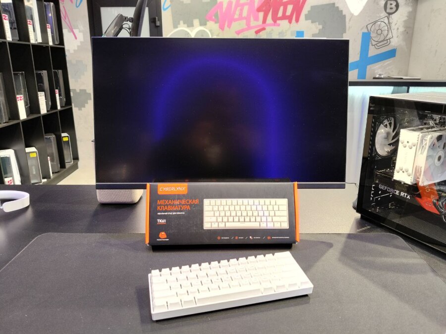 Игровая механическая клавиатура (мини) TK61, White, RGB