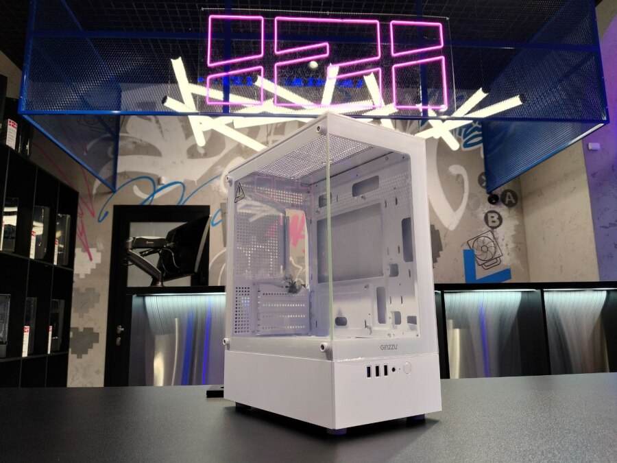 Корпус для пк Ginzzu CL480, белый, закаленное стекло